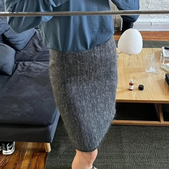 Prada wool mohair midi skirt in grey - Picture 3 of 4